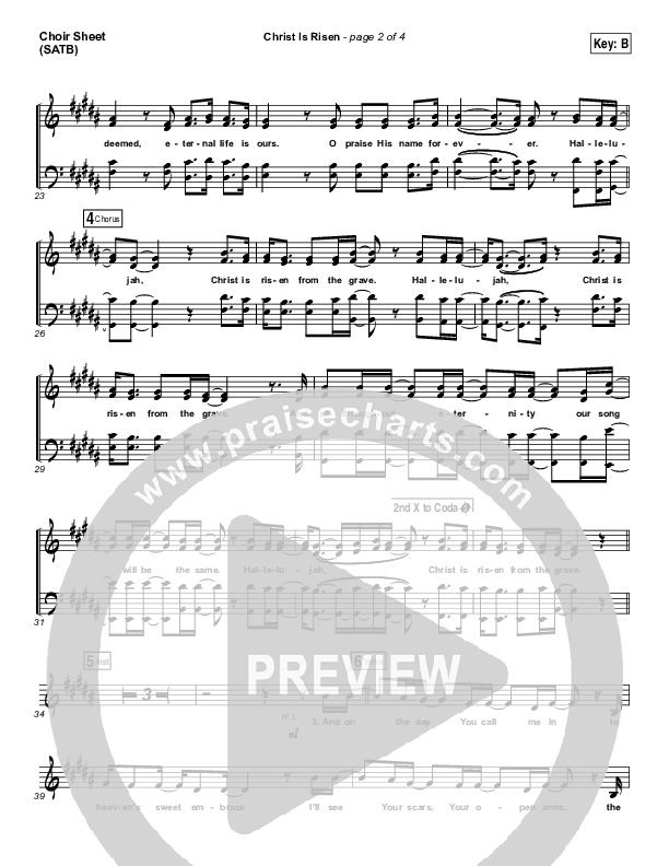 Christ Is Risen Choir Sheet (SATB) (Phil Wickham)
