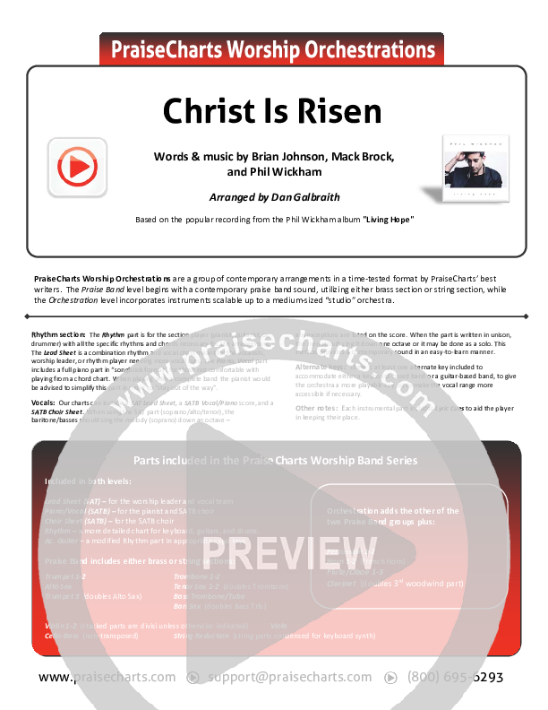 Christ Is Risen Cover Sheet (Phil Wickham)