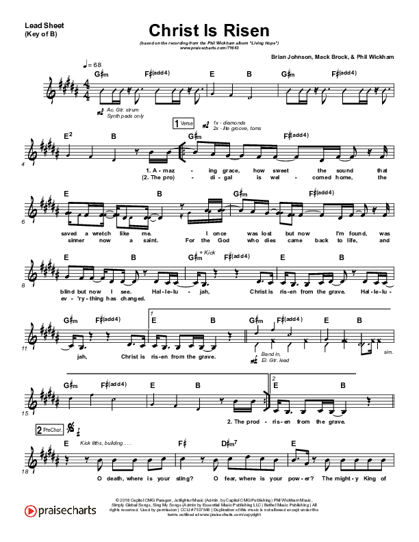 Christ Is Risen Lead Sheet (Melody) (Phil Wickham)