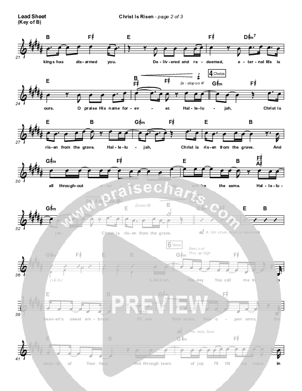 Christ Is Risen Lead Sheet (Melody) (Phil Wickham)