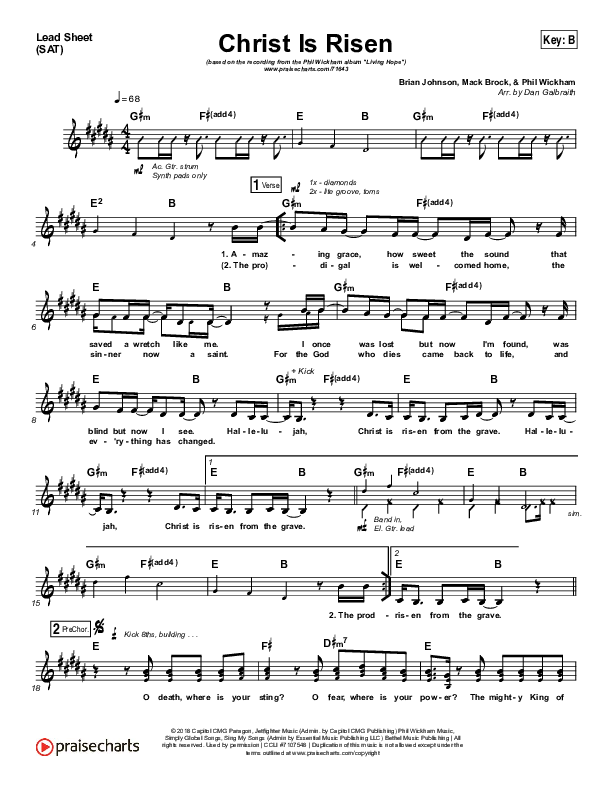 Christ Is Risen Lead Sheet (SAT) (Phil Wickham)