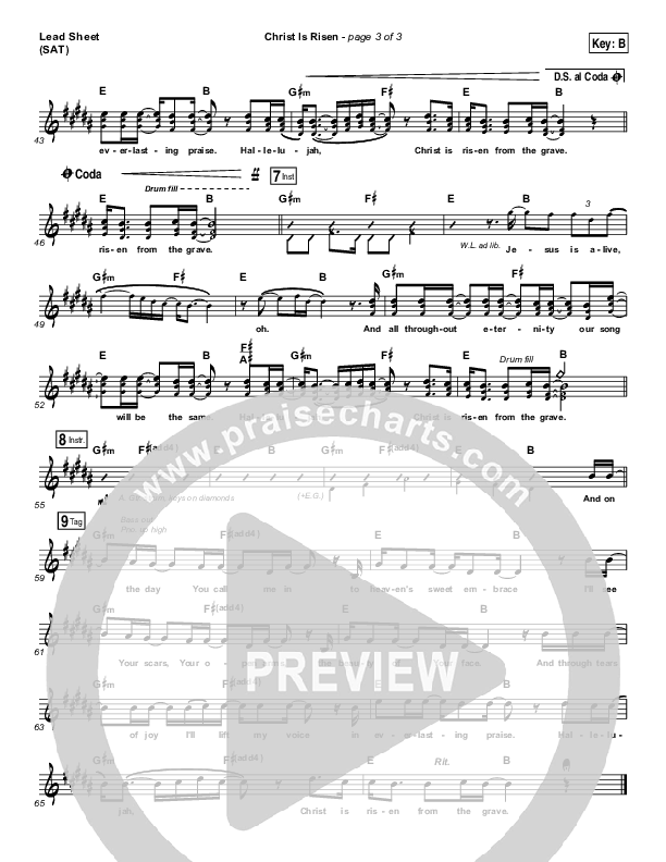 Christ Is Risen Lead Sheet (SAT) (Phil Wickham)