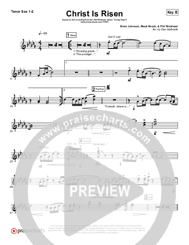 Christ Is Risen Tenor Sax 1/2 (Phil Wickham)