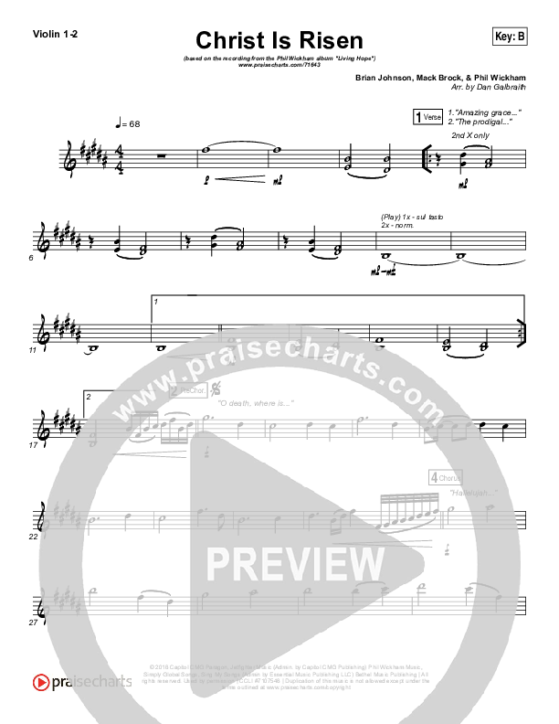 Christ Is Risen Violin 1/2 (Phil Wickham)