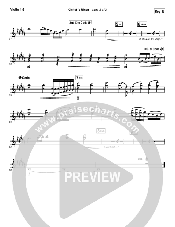 Christ Is Risen Violin 1/2 (Phil Wickham)