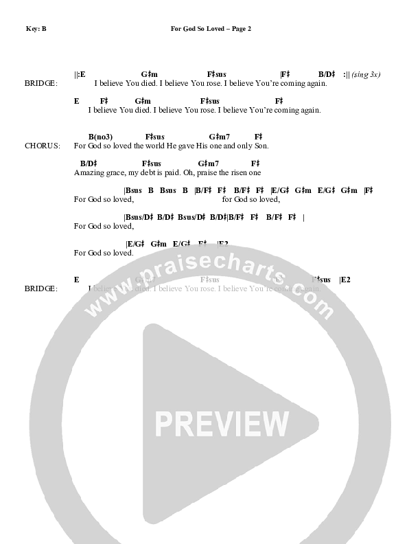 For God So Loved Chord Chart (Phil Wickham)