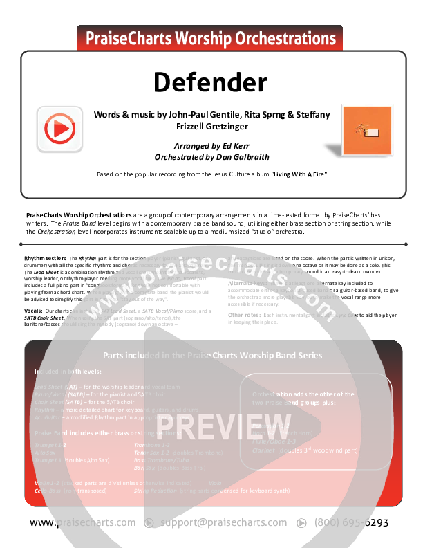 Defender Cover Sheet (Jesus Culture /  Katie Torwalt)
