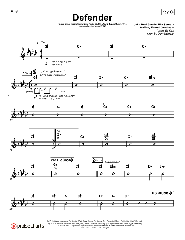 Defender Rhythm Chart (Jesus Culture /  Katie Torwalt)
