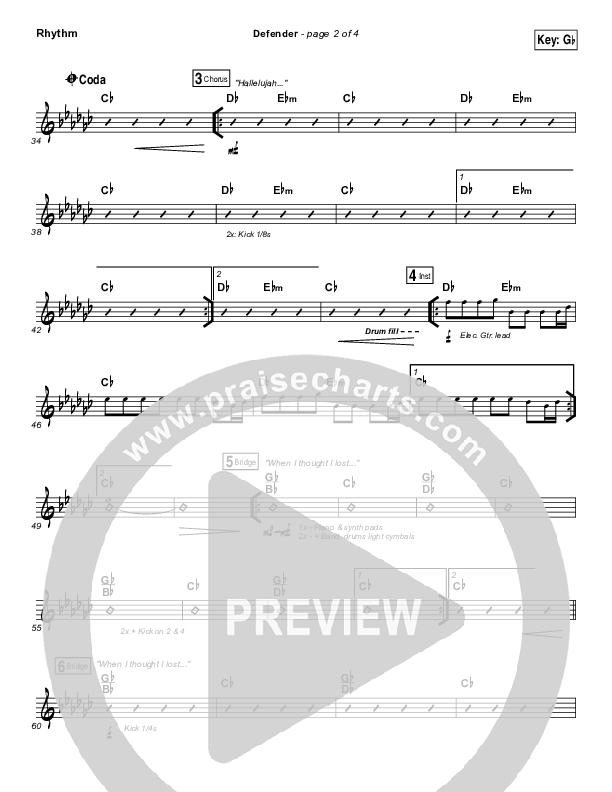 Defender Rhythm Chart (Jesus Culture /  Katie Torwalt)