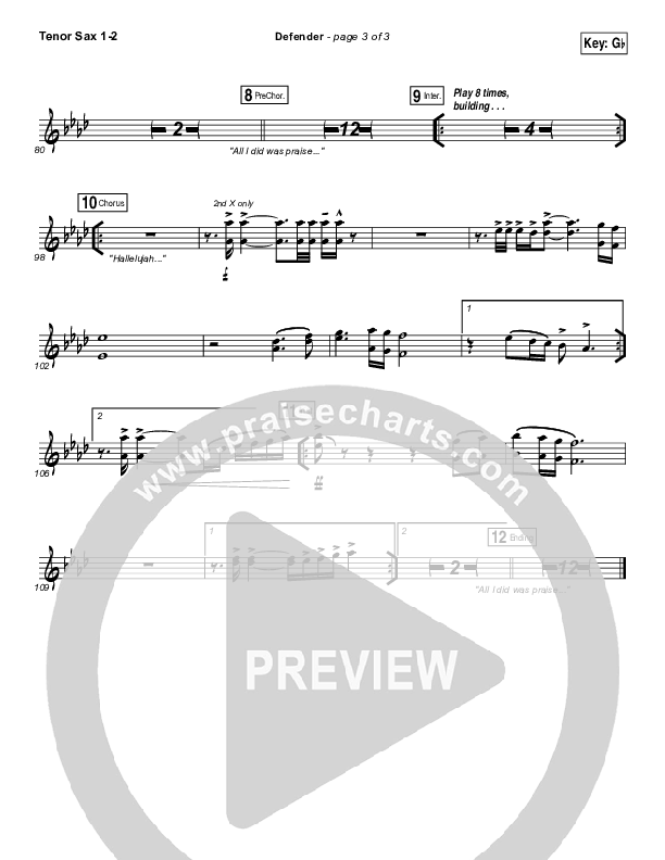 Defender Tenor Sax 1/2 (Jesus Culture /  Katie Torwalt)