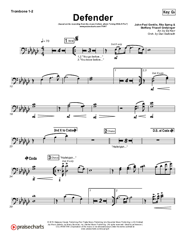 Defender Trombone 1/2 (Jesus Culture /  Katie Torwalt)