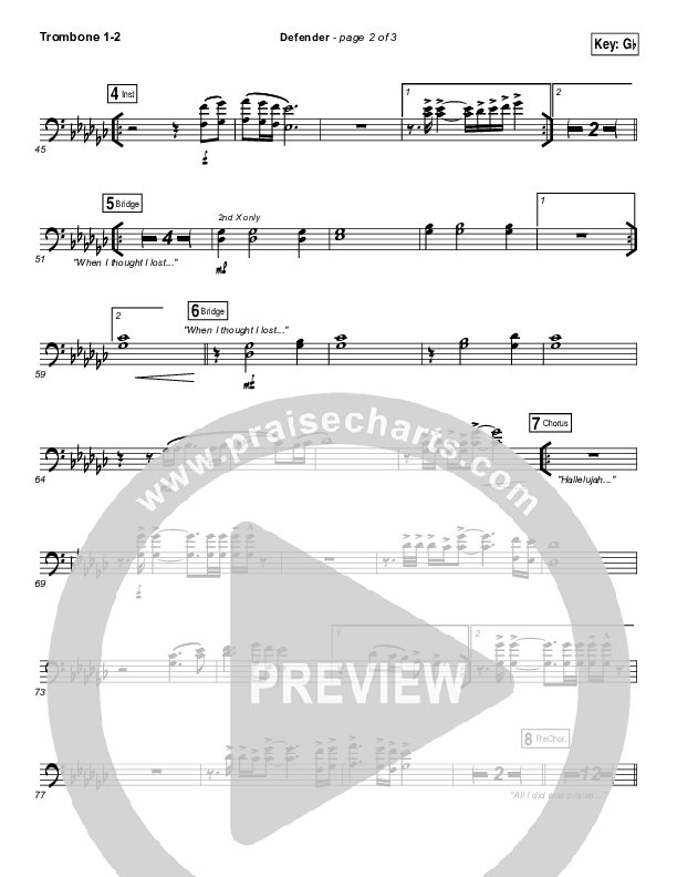 Defender Trombone 1/2 (Jesus Culture /  Katie Torwalt)