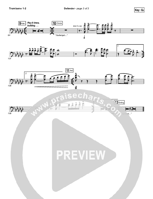 Defender Trombone 1/2 (Jesus Culture /  Katie Torwalt)