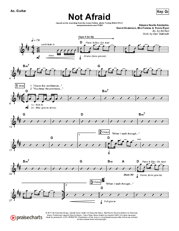 Not Afraid Acoustic Guitar (Jesus Culture / Kim Walker-Smith)