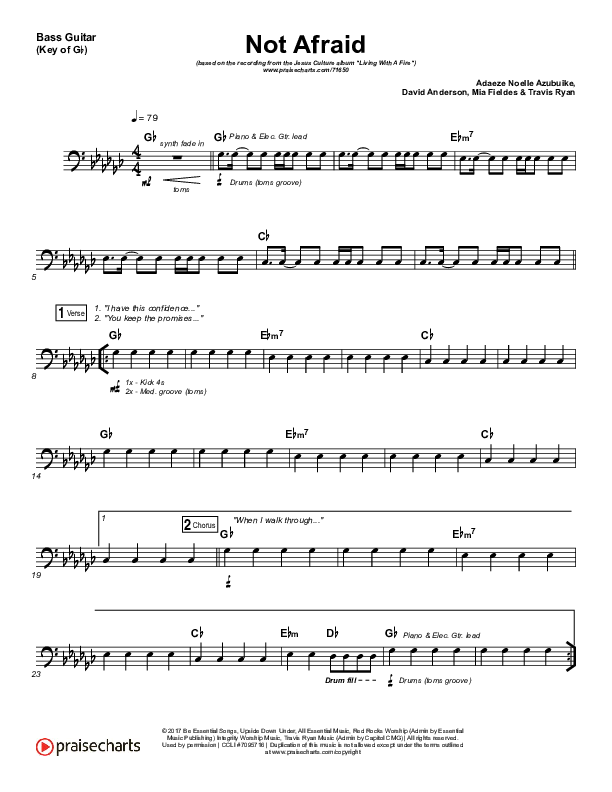 Not Afraid Bass Guitar (Jesus Culture / Kim Walker-Smith)