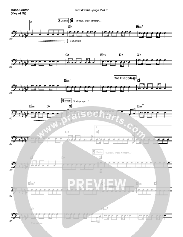 Not Afraid Bass Guitar (Jesus Culture / Kim Walker-Smith)