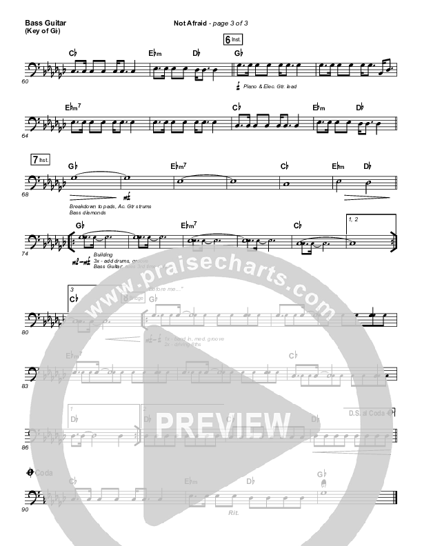 Not Afraid Bass Guitar (Jesus Culture / Kim Walker-Smith)