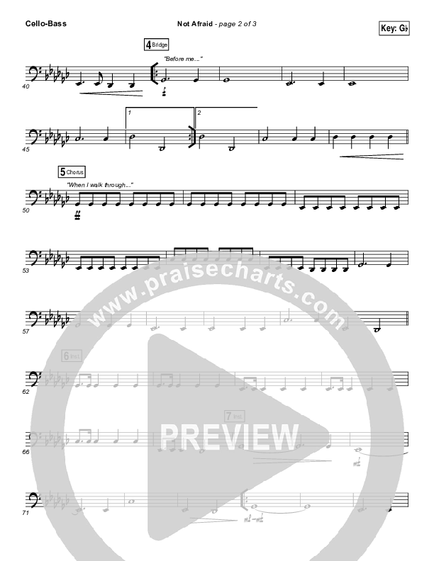 Not Afraid Cello/Bass (Jesus Culture / Kim Walker-Smith)