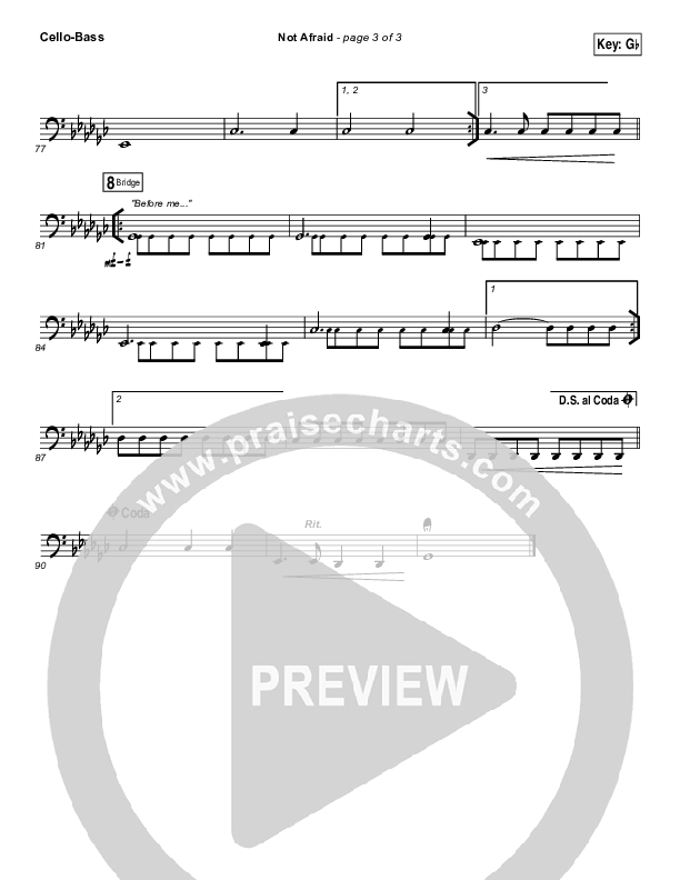 Not Afraid Cello/Bass (Jesus Culture / Kim Walker-Smith)