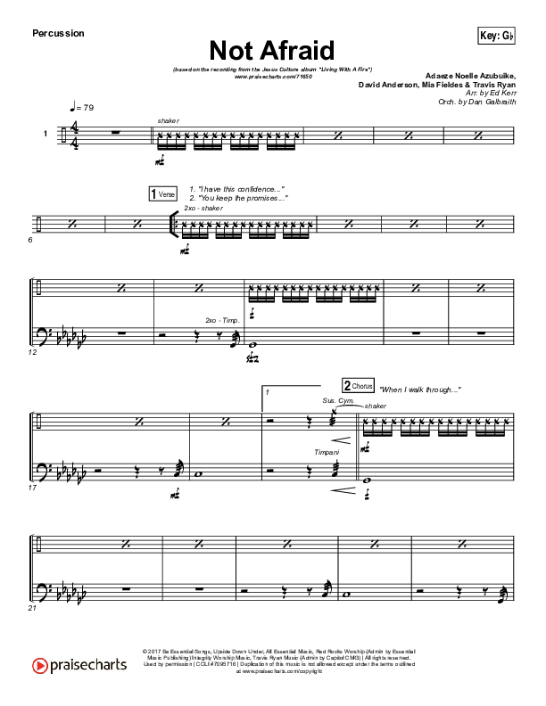 Not Afraid Percussion (Jesus Culture / Kim Walker-Smith)