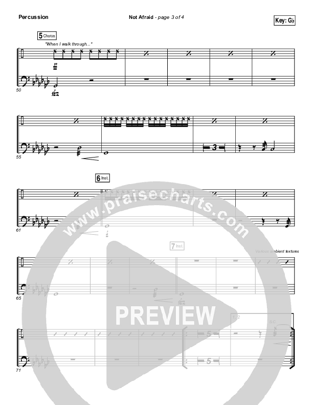 Not Afraid Percussion (Jesus Culture / Kim Walker-Smith)