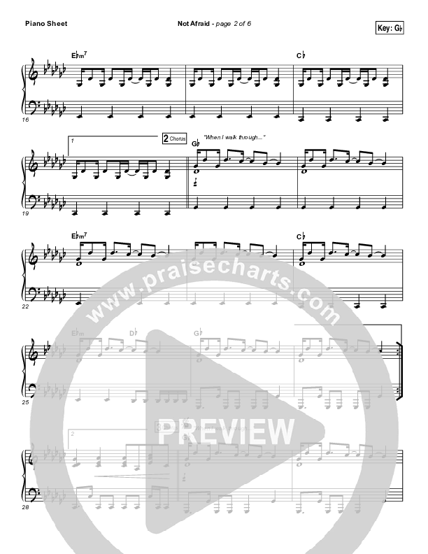 Not Afraid Piano Sheet (Jesus Culture / Kim Walker-Smith)