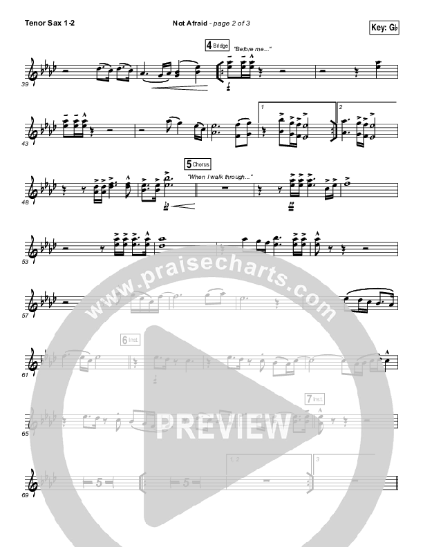 Not Afraid Tenor Sax 1/2 (Jesus Culture / Kim Walker-Smith)