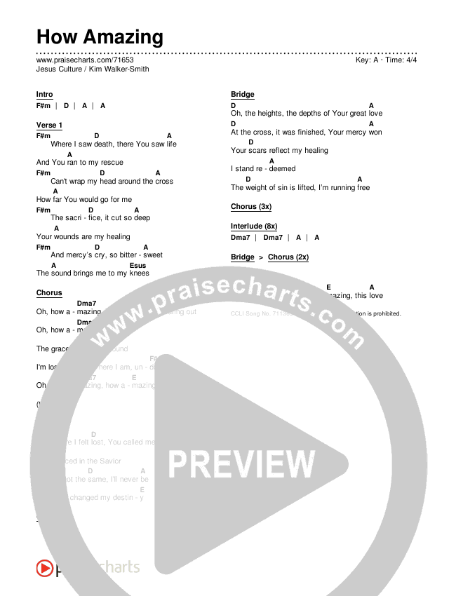 How Amazing Chords & Lyrics (Jesus Culture / Kim Walker-Smith)