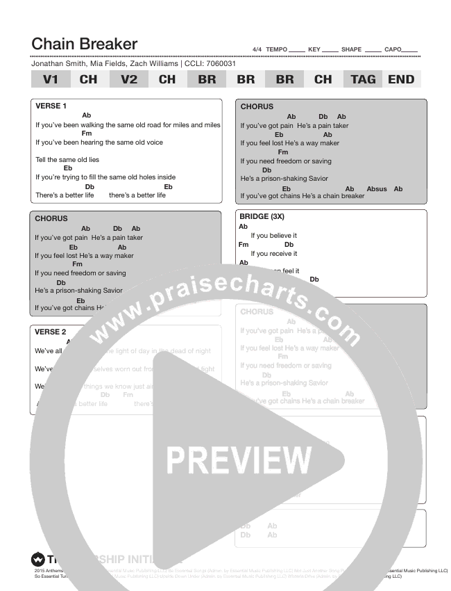 Chain Breaker Chords PDF (The Worship Initiative / Shane & Shane