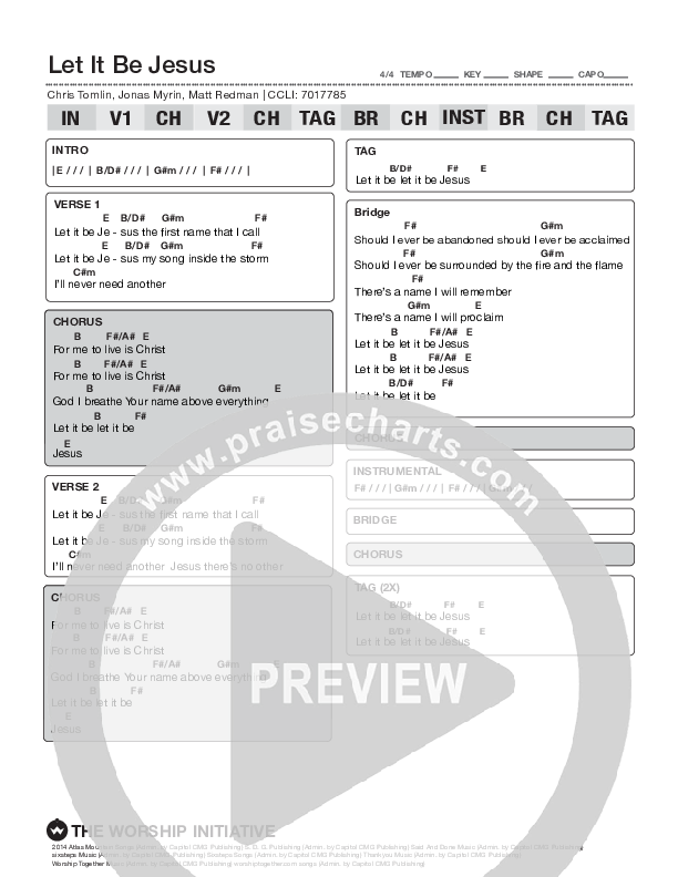 Let It Be Jesus Chord Chart (The Worship Initiative / Shane & Shane)