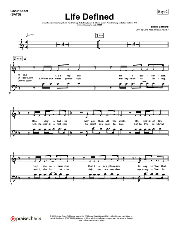 Life Defined Choir Vocals (SATB) (The Worship Initiative / Shane & Shane)