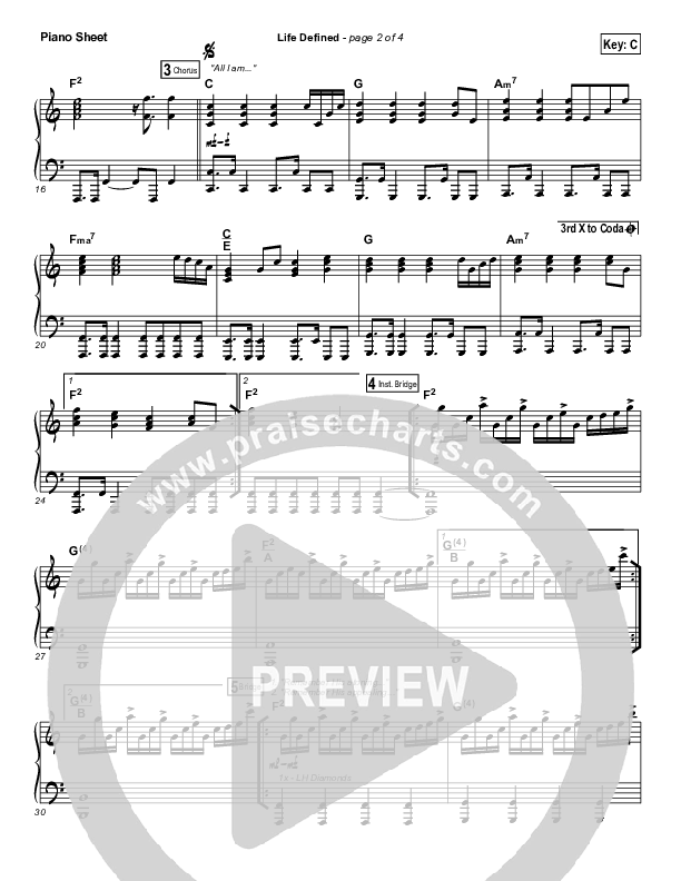 Life Defined Piano Sheet (The Worship Initiative / Shane & Shane)