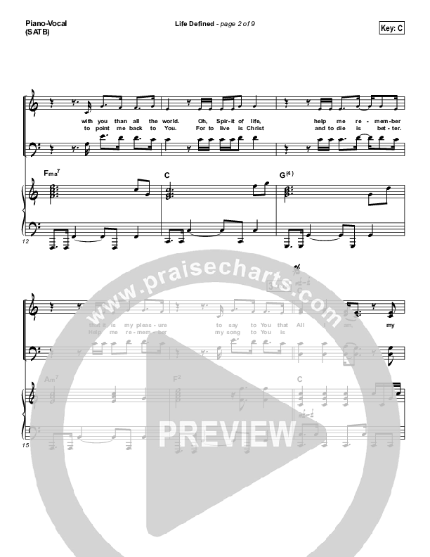 Life Defined Piano/Vocal Pack (The Worship Initiative / Shane & Shane)