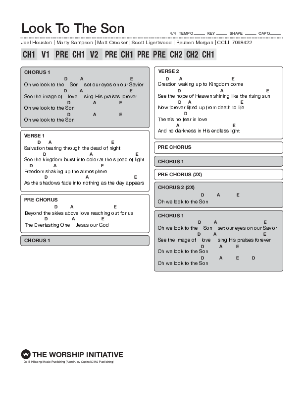 Look To The Son Chords & Lyrics (The Worship Initiative / Shane & Shane)