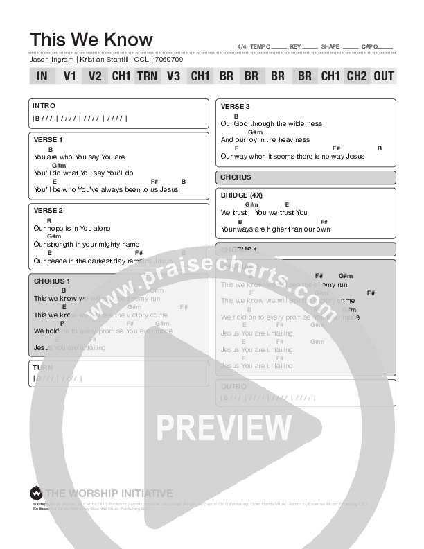 This We Know Chords & Lyrics (The Worship Initiative / Shane & Shane)