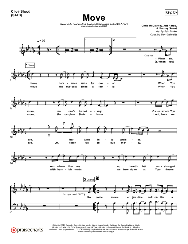 Move Choir Sheet (SATB) (Jesus Culture / Chris Quilala)