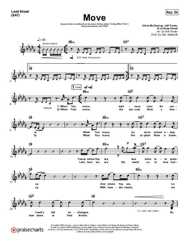 Move Lead Sheet (SAT) (Jesus Culture / Chris Quilala)