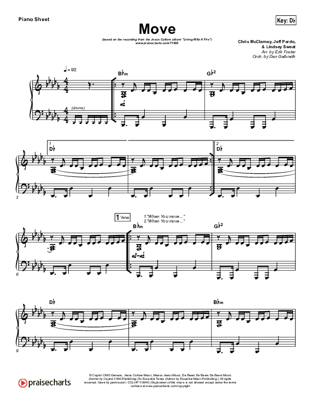 Move Piano Sheet (Jesus Culture / Chris Quilala)