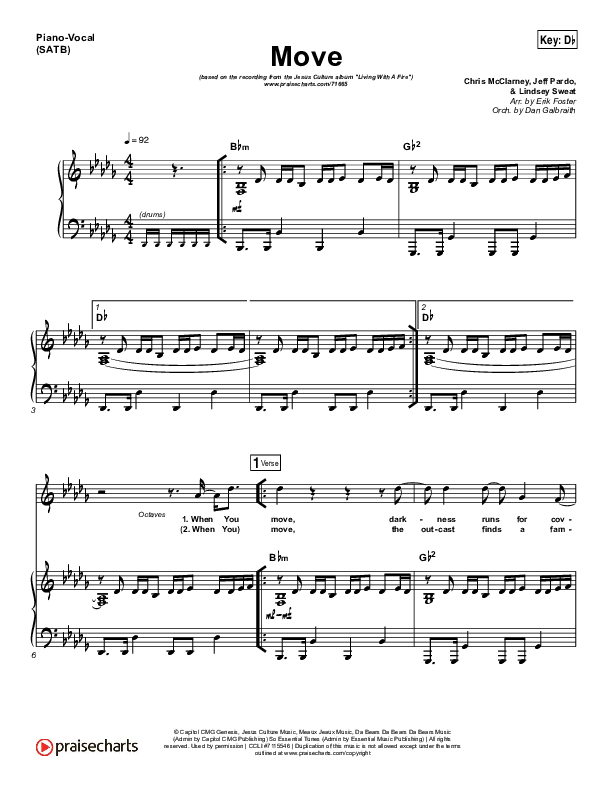 Move Piano/Vocal (SATB) (Jesus Culture / Chris Quilala)