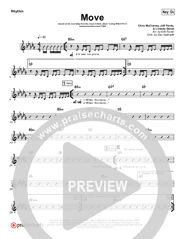 Move Rhythm Chart (Jesus Culture / Chris Quilala)