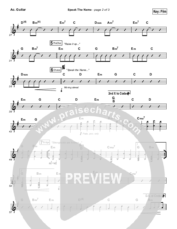 Speak The Name Acoustic Guitar (Koryn Hawthorne / Natalie Grant)