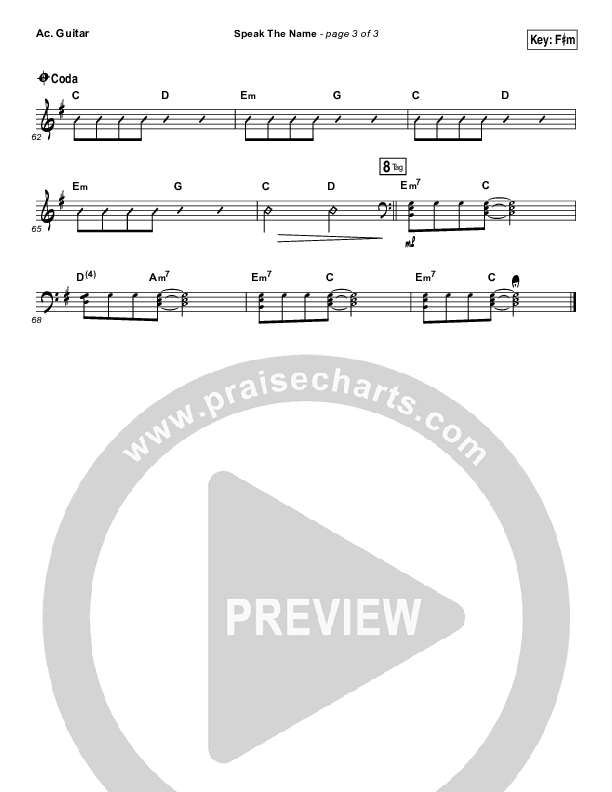 Speak The Name Acoustic Guitar (Koryn Hawthorne / Natalie Grant)