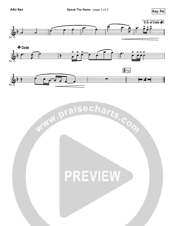 Speak The Name Alto Sax (Koryn Hawthorne / Natalie Grant)