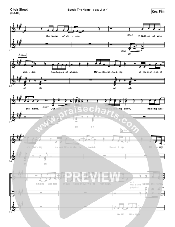 Speak The Name Choir Sheet (SATB) (Print Only) (Koryn Hawthorne / Natalie Grant)