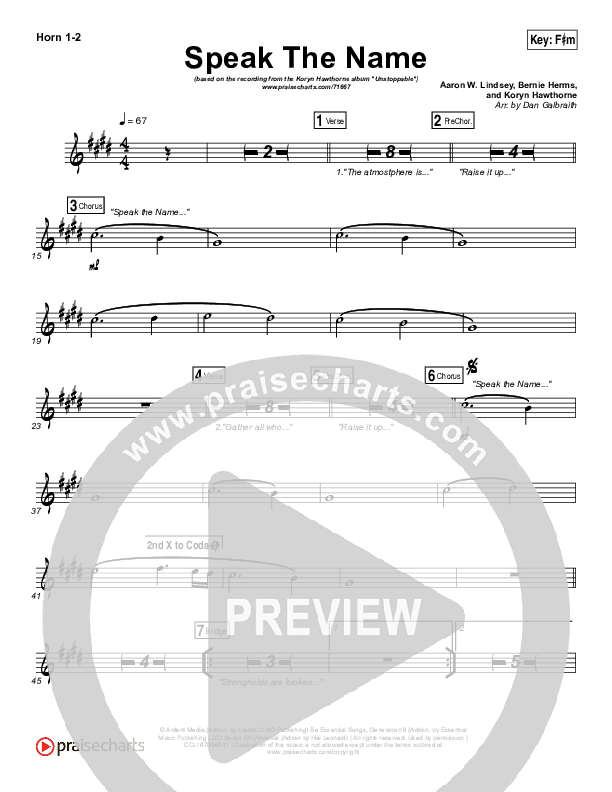 Speak The Name Brass Pack (Koryn Hawthorne / Natalie Grant)