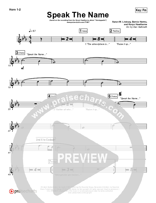 Speak The Name Brass Pack (Koryn Hawthorne / Natalie Grant)
