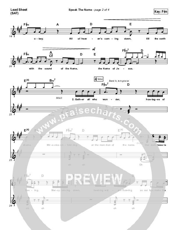 Speak The Name Lead Sheet (Print Only) (Koryn Hawthorne / Natalie Grant)