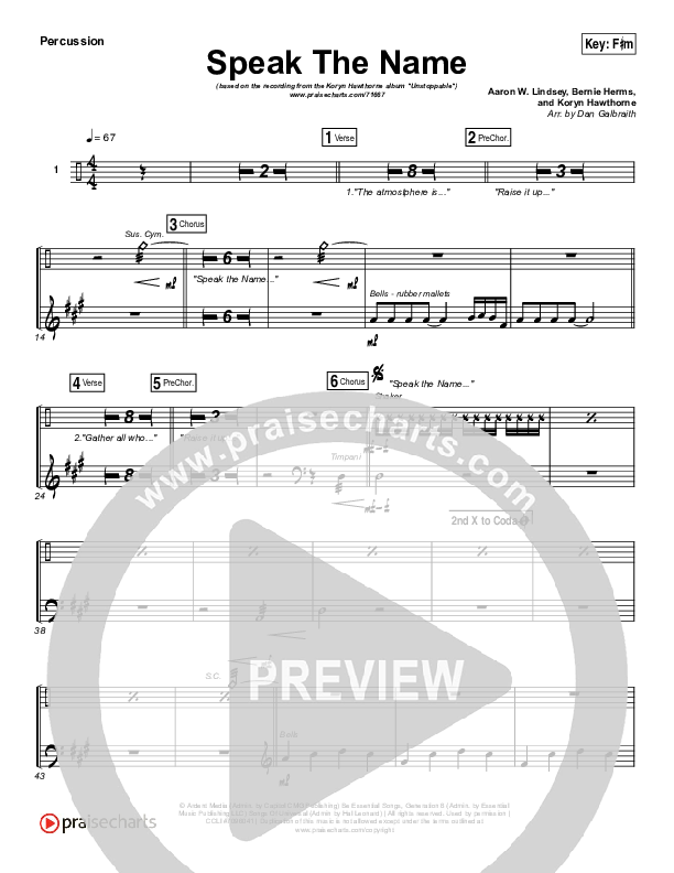 Speak The Name Percussion (Koryn Hawthorne / Natalie Grant)