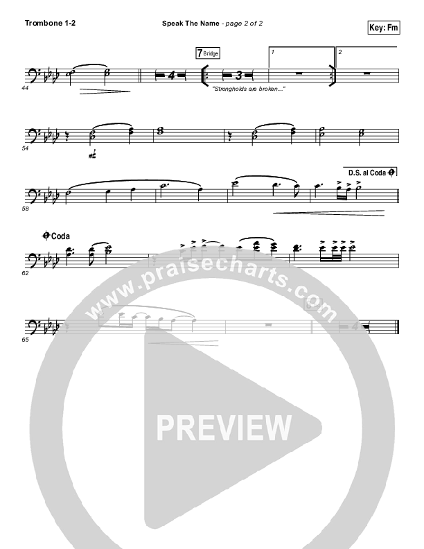 Speak The Name Trombone 1/2 (Koryn Hawthorne / Natalie Grant)
