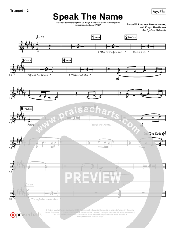 Speak The Name Brass Pack (Koryn Hawthorne / Natalie Grant)
